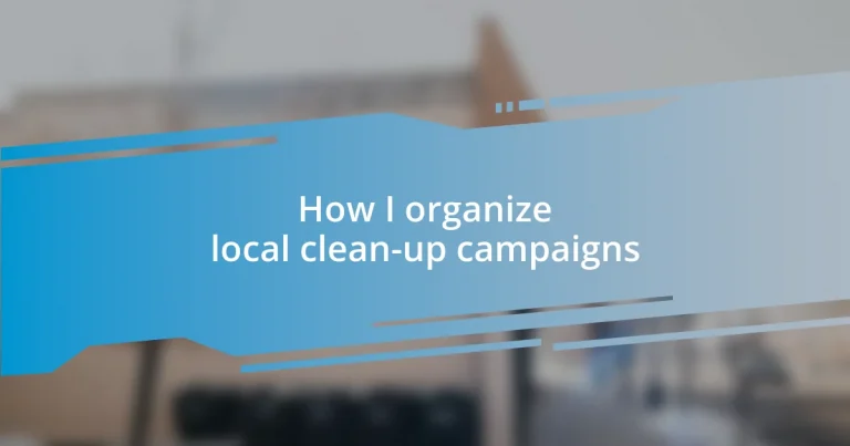 How I organize local clean-up campaigns