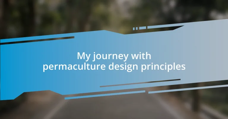 My journey with permaculture design principles